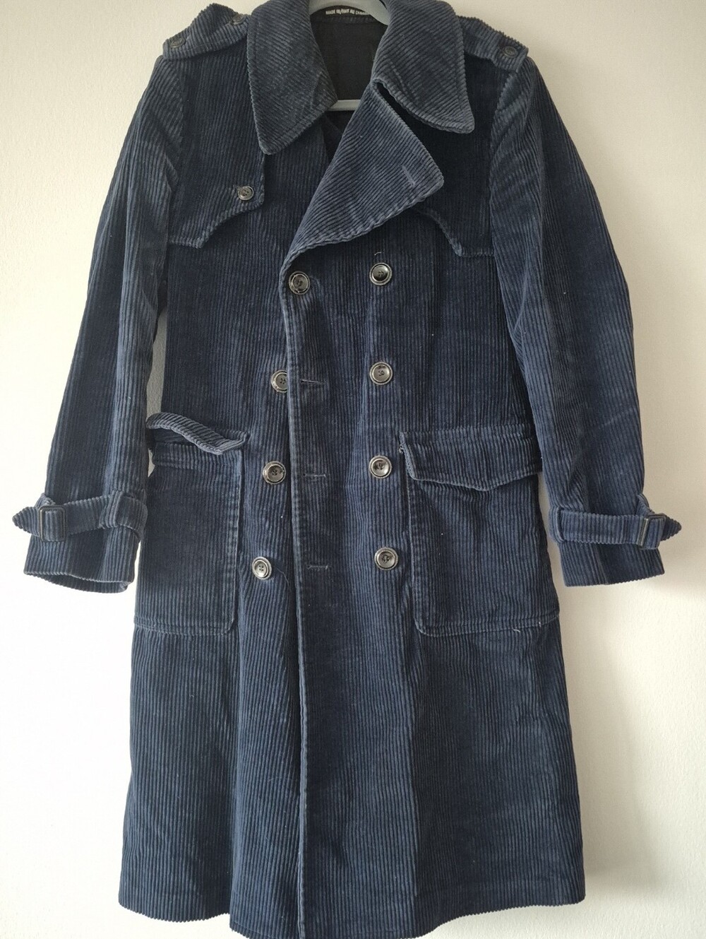 Women's Navy Corduroy Trench Coat